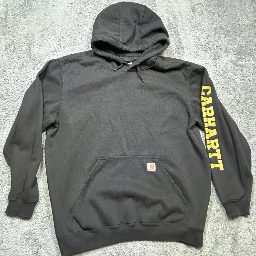 Carhartt Hoodie Mens XL Bloack Loose Fit Sleeve Logo K288 Workwear Outdoor